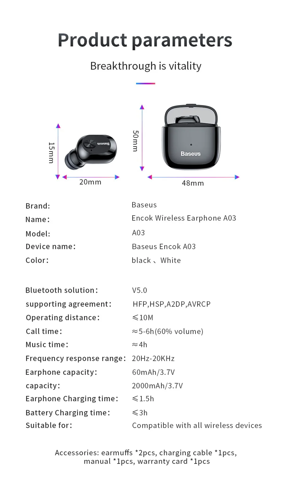 Baseus W01 TWS настоящие беспроводные блютуз наушники 5,0 умные Bluetooth Беспроводные наушники с микрофоном 6D стерео звук наушники для телефона