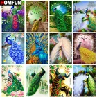 Алмазная 5D Вышивка HOMFUN Павлин, животное, пейзаж, полноразмерная круглаяквадратная алмазная живопись сделай сам, вышивка крестиком, домашний декор