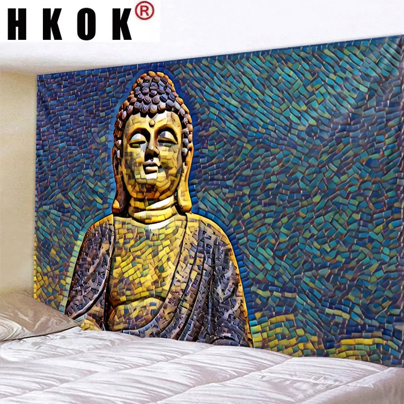 

HKOK статуя Будды, декоративная ткань для гостиной оригинального дизайна на стене облицовка стен ковры декоративное фоновое полотно для пляж...