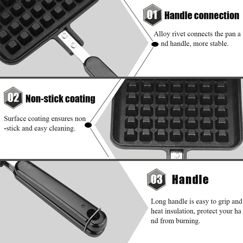 

Kitchen Non-Stick Waffles Maker Machine Waffle Baking Mold Gas Pan Bubble Egg Cake Oven Breakfast Waffle Machine Cake Maker