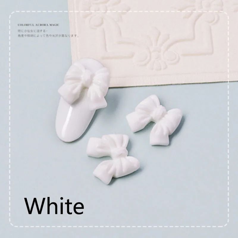 

10/30Pcs 13x14mm Bowknots Resin Nail Art Decoration White Rhinestones 3D Cute Bow Ties DIY Manicure Design Fashion Accessories