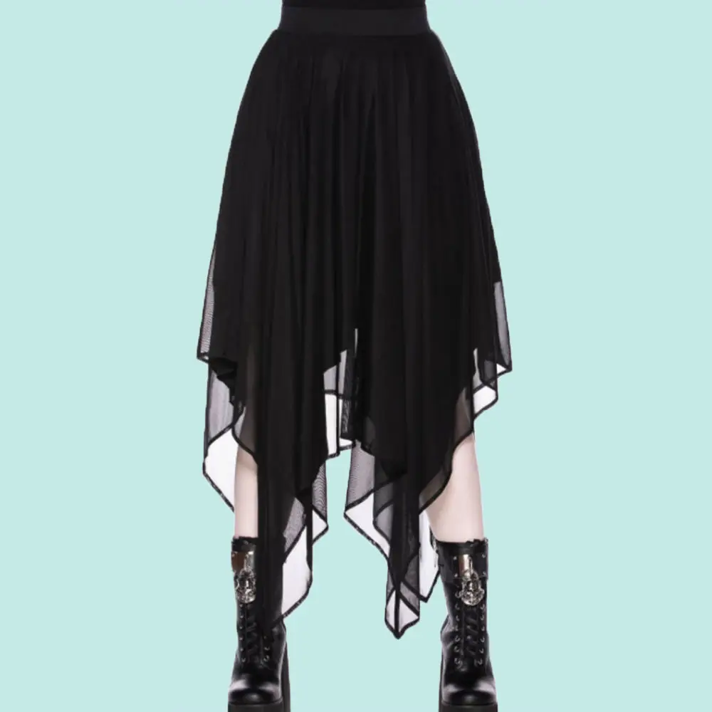 

Summer New Black High Waist Net Yarn Irregular Women's Skirts 2021 Fashion High Street Hipster Designer Creative Casual