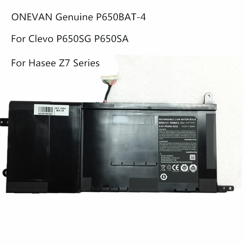 ONEVAN натуральная P650BAT 4 6 87 P650S 4U31 батарея для Clevo P650SG P650SA P650SE 14 8 V 60Wh Hasee Z7 серия литий