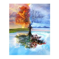 frameless four seasons tree landscape diy painting by numbers kit paint on canvas painting calligraphy for home decor