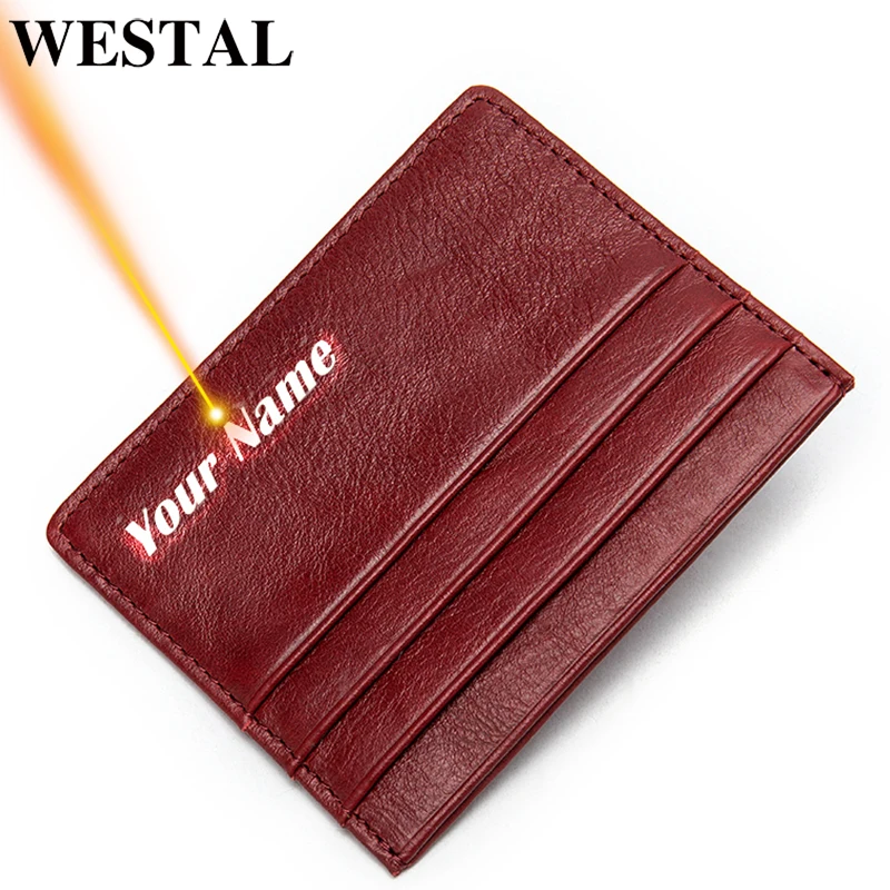 WESTAL чехол для карт из натуральной кожи мужской тонкий кошелек визитница ID