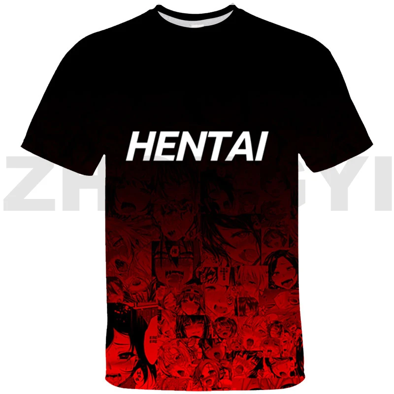 Детская футболка с 3d-рисунком аниме Ahegao круглым вырезом Hentai топы уличная одежда
