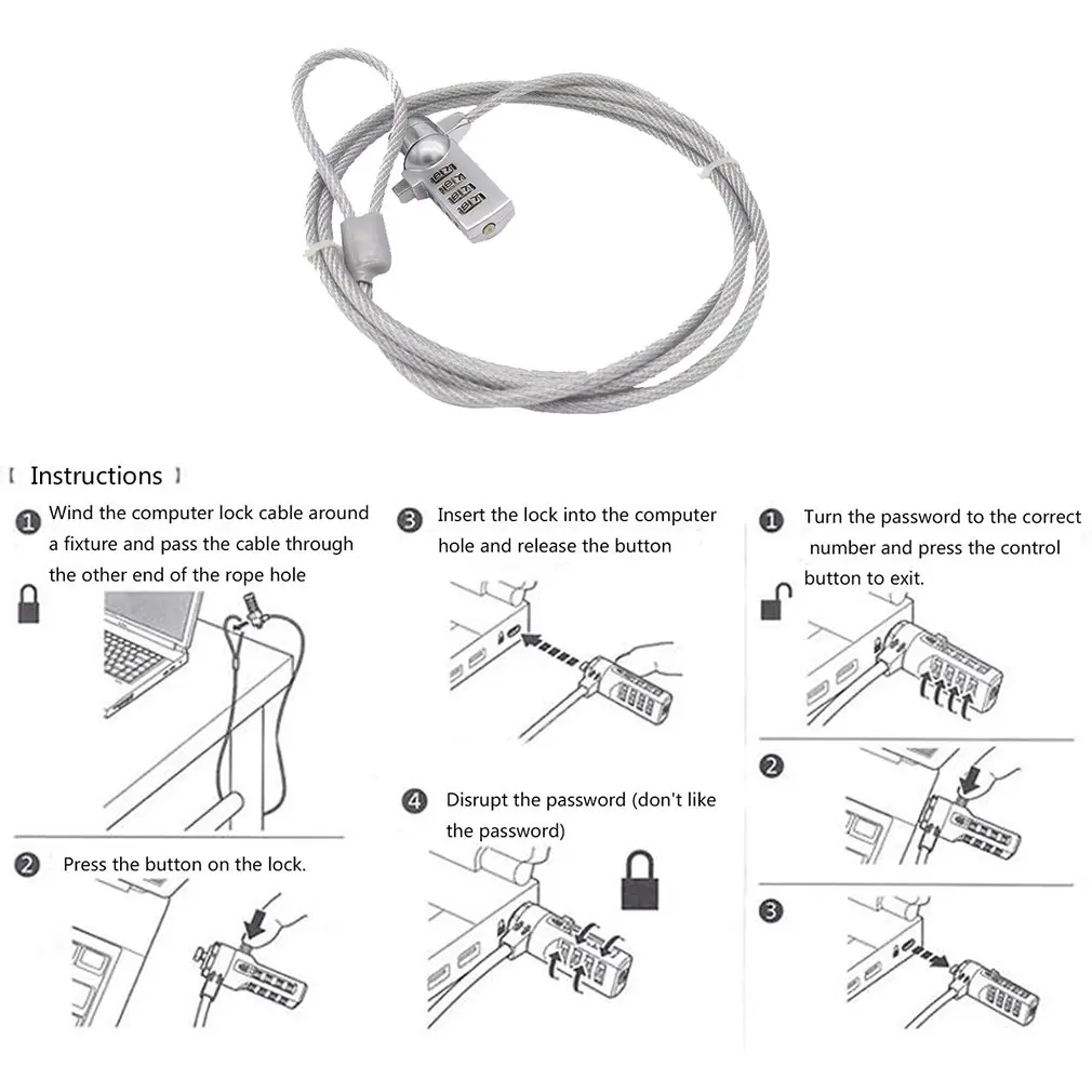 Новое поступление 4-значный замок безопасности с паролем для компьютера