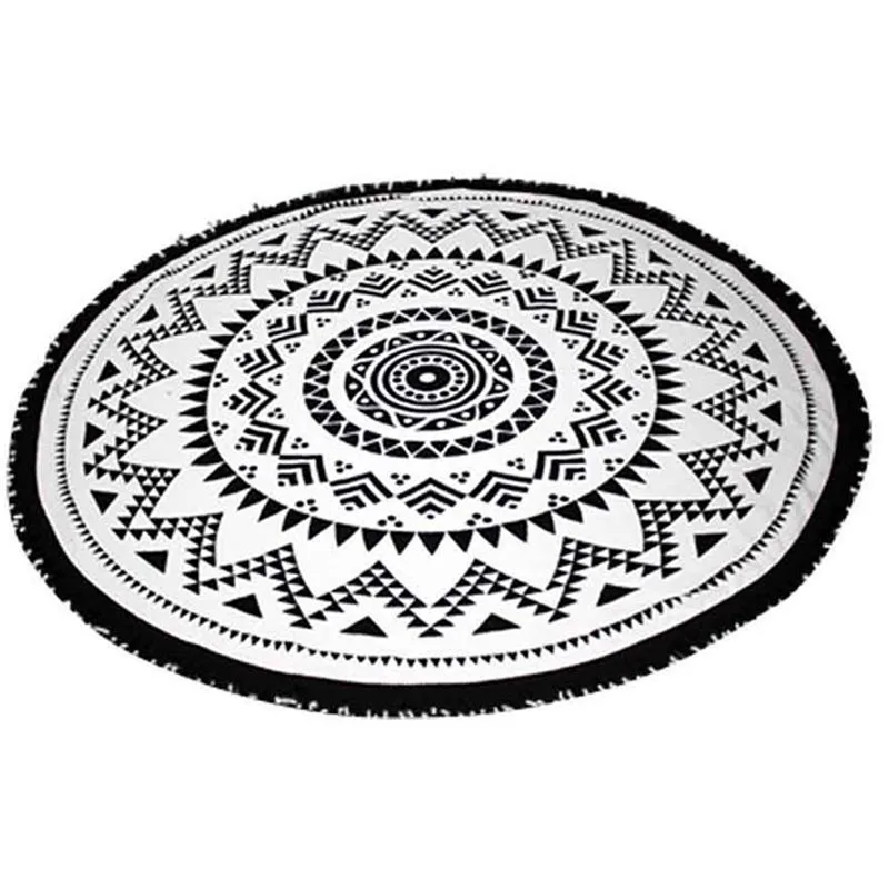 

150cm Tassel Giant Beach Blanket Donut Pizza Picnic Camping Mat Round Sandbeach Towel Printed Cloth Pad Shawl Mattress