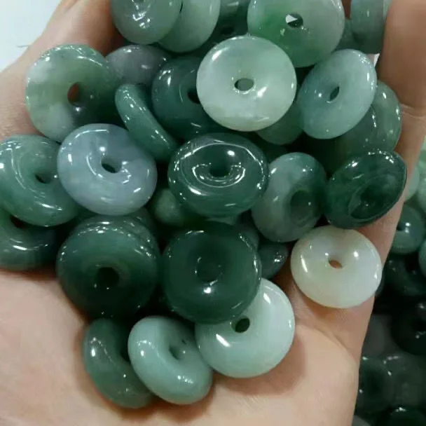 Pendentif en Jade naturel émeraude 18mm  5 pièces  boucle de sécurité  accessoires de perles