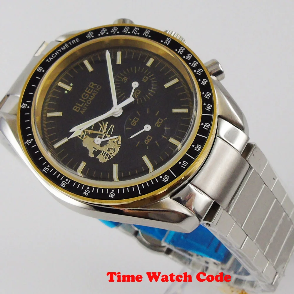 Мужские часы с автоматическим перемещением Bliger 40 мм мужские черным циферблатом