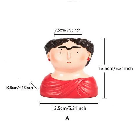 A Florero de resina personaje de dibujos animados maceta cara humana florero suculento arreglo повязка на голову sala de estar dormitorio - Цвет: A