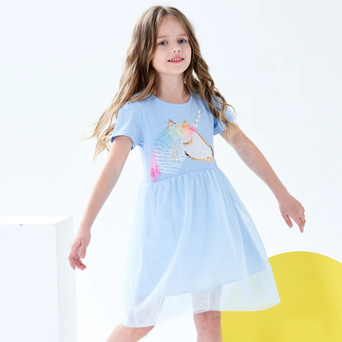 2021 Summer Girl Dress Children Costume Princess Birthday Clothing Unicorn Light Tulle Dresses 2/3/4/5/6/7/8/9 Yrs Kids Clothes | Детская
