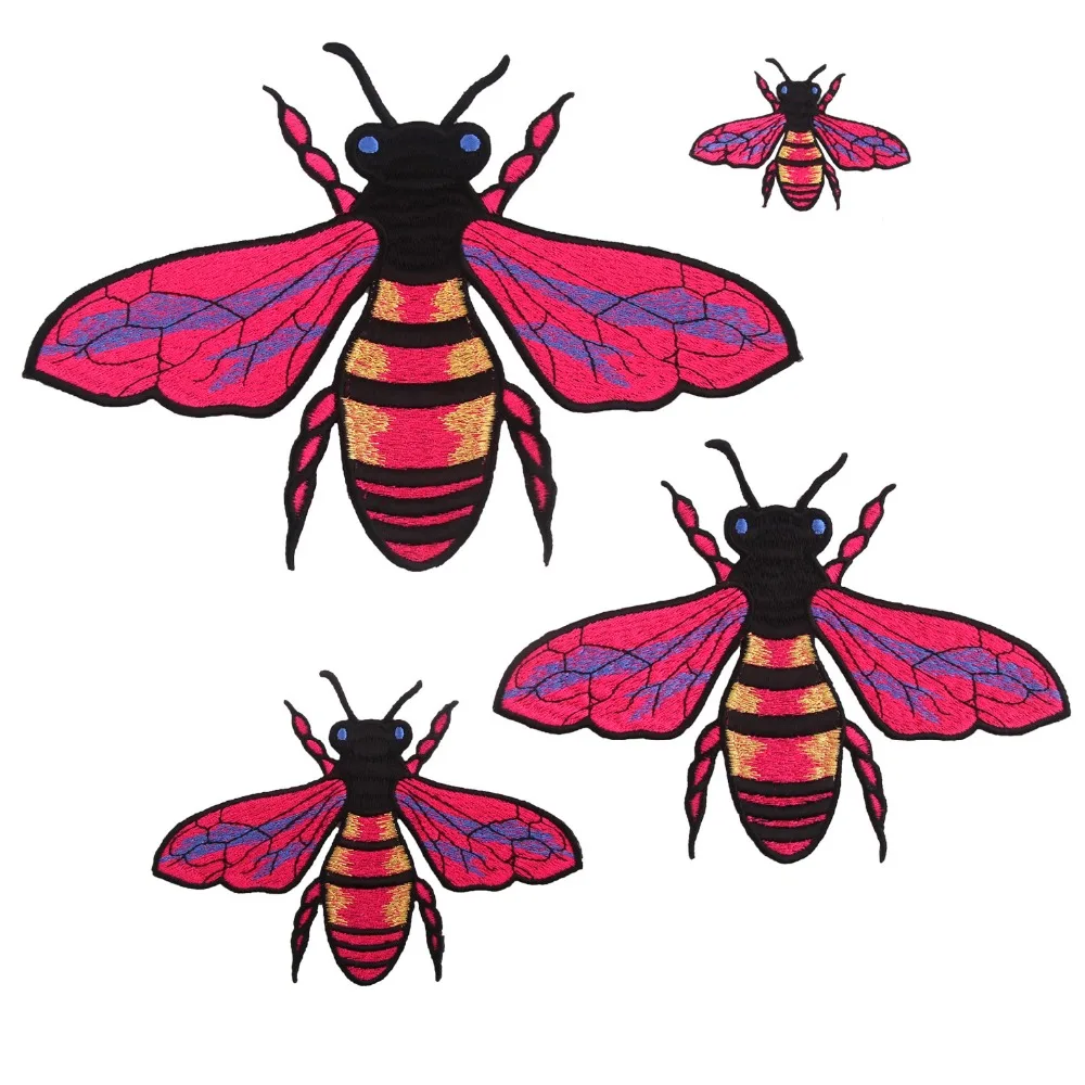 

1PC Cartoon Animal Bee Embroidery Patches on Clothes Sewing Accessories Iron on Insect Pink Bees Patch Clothing Appliqued Badges