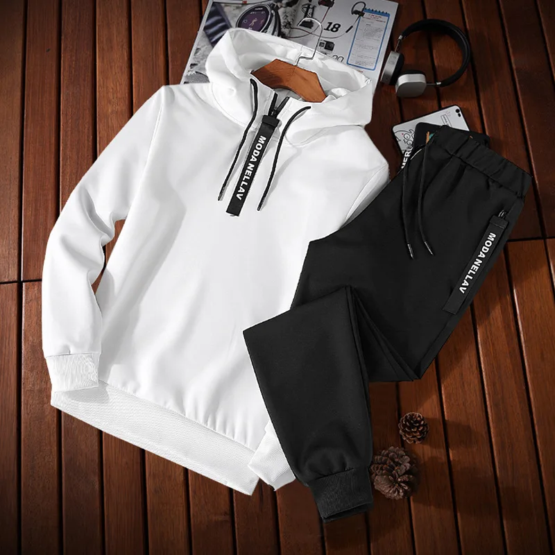 

Autumn High Quality Tracksuits Men Hooded Sweatshirt+Pants Sets Winter Pullover Sportwear Casual Outwear Sports Two Piece Suits