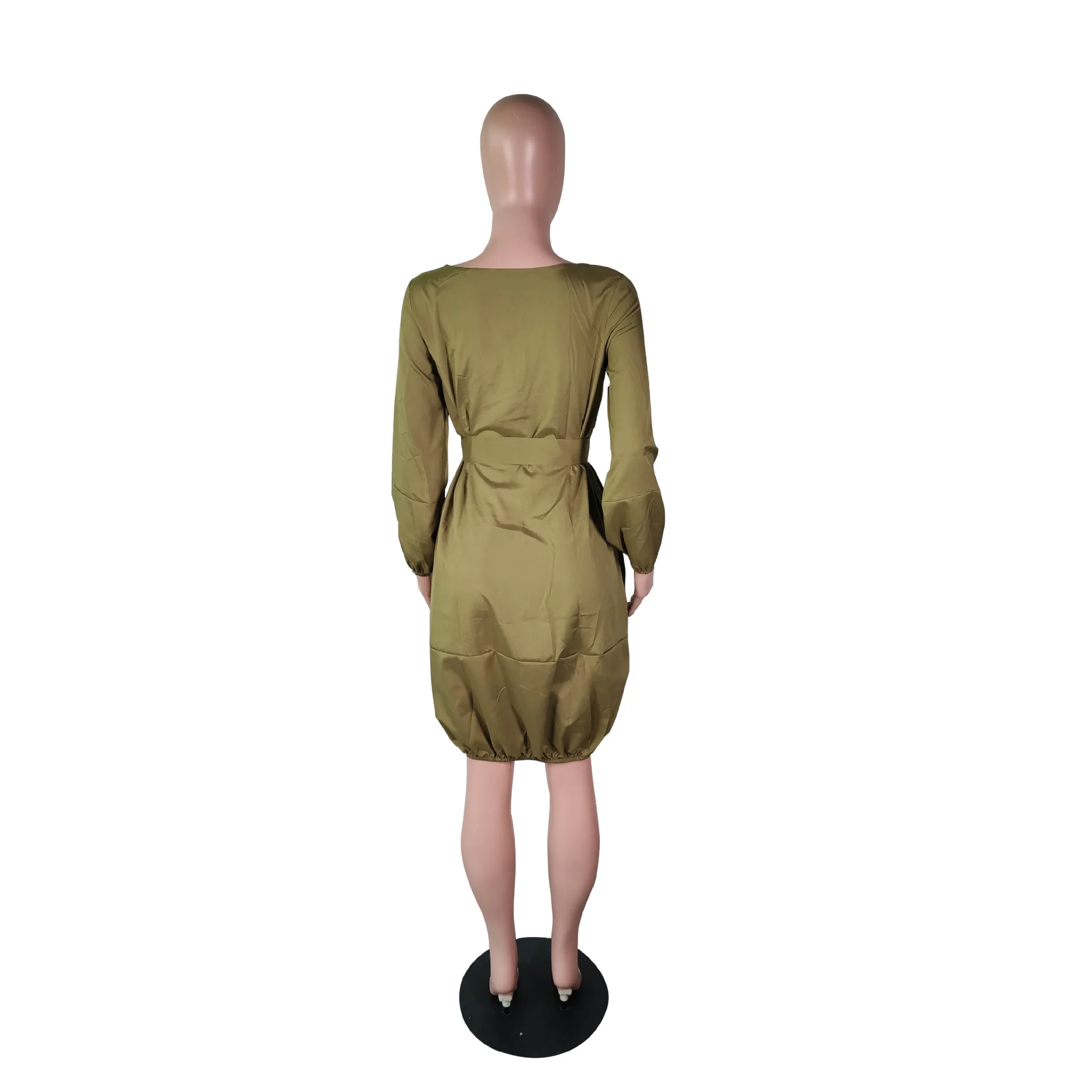 

Sexy Solid Plus Size Mini Dress for Women Lantern Sleeve Side Pockets Elagant Dress Autumn Winter Causal Fit Slim Ladies Dresses
