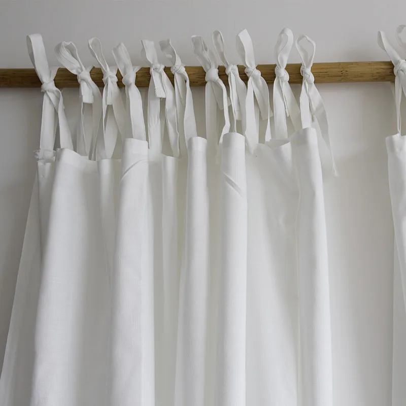 

Nordic Cafe Home Hotel Concise Solid White Cotton Linen Half Shading Tab Top Curtain for Window LivingRoom Bedroom Customization