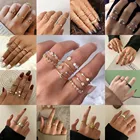 Набор винтажных колец с бриллиантами, набор резных колец с узлом