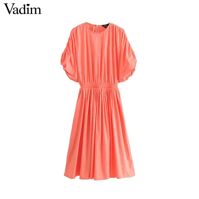 Женское элегантное платье vadim однотонное миди короткая с рукавом фонариком