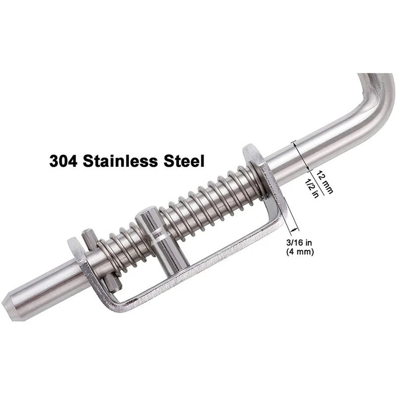 304 Stainless Steel 6.5inch Spring Pin Latch Lock Assembly for Doors Cabinets and Utility Trailer Gate - Heavy Duty Promotion |