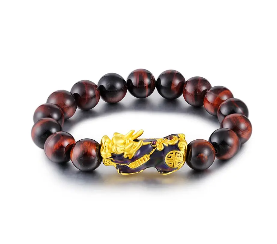 Высококачественный натуральный красный тигровый глаз 12 мм камень Золотой Pixiu