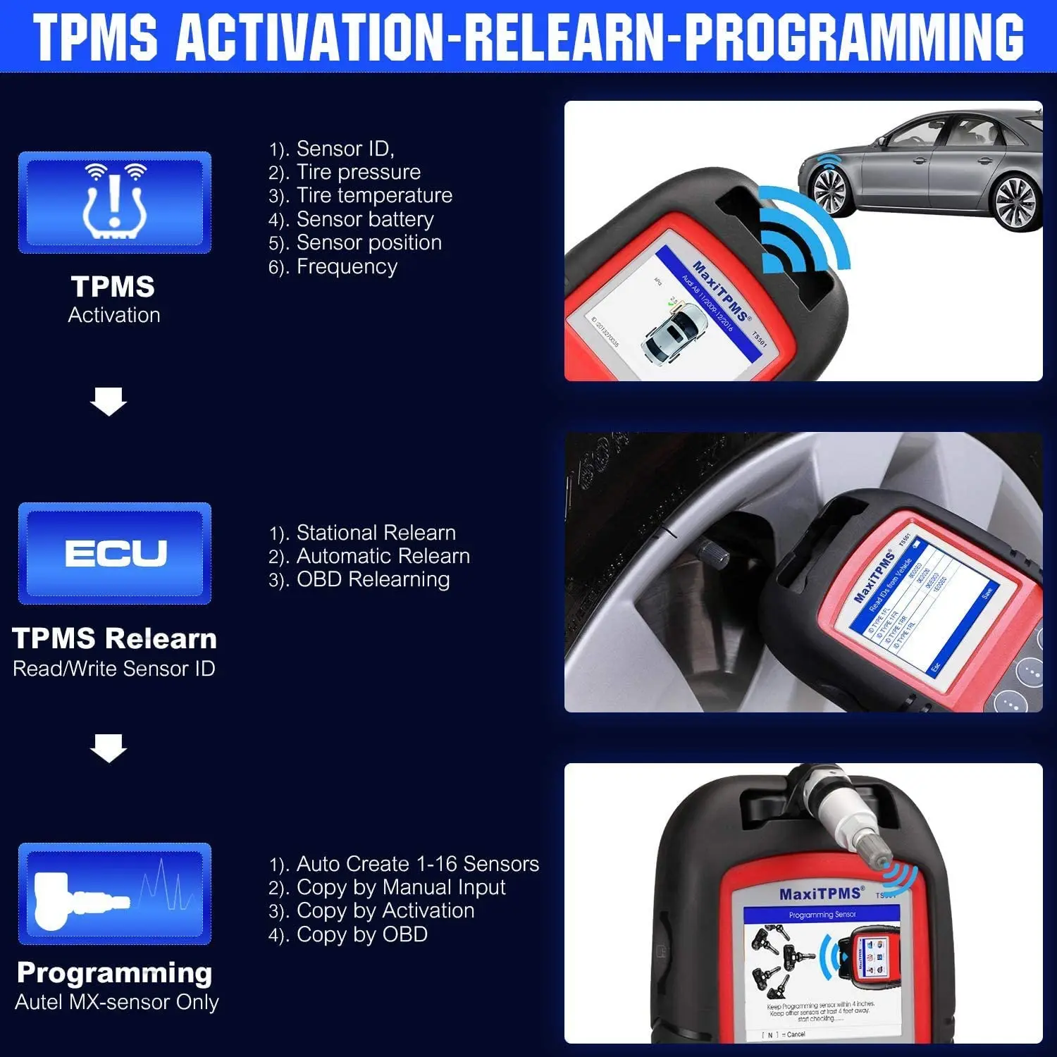 Autel MaxiTPMS TS501 инструмент для переобучения TPMS с активацией датчика