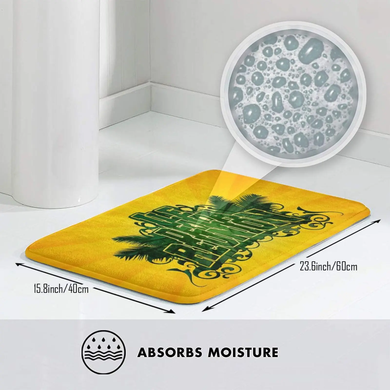 Коврик Reunion Island с зеленой ладонью мягкий нескользящий коврик 974