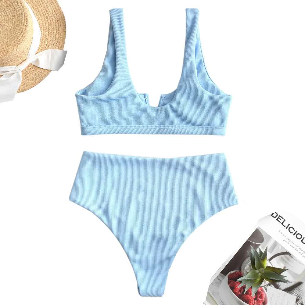 Женский купальник-бикини ZAFUL купальник из специальной ткани с высокой талией и