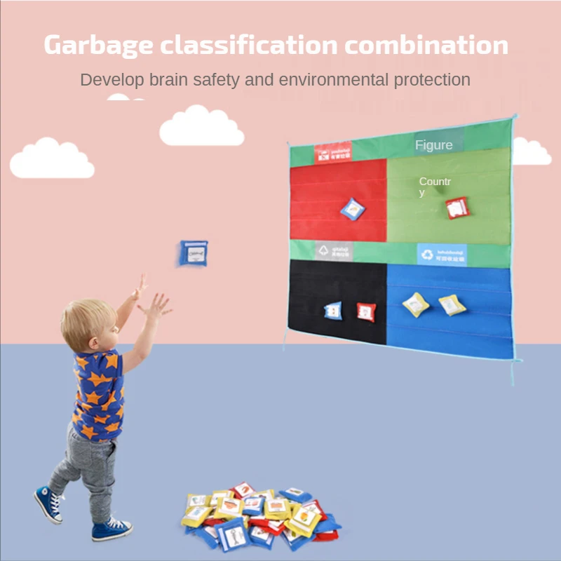 

Children Educational Board Games Garbage Classification Throwing Cloth Toys Kids Trash Can Promote Growth Fun Sports Anywhere