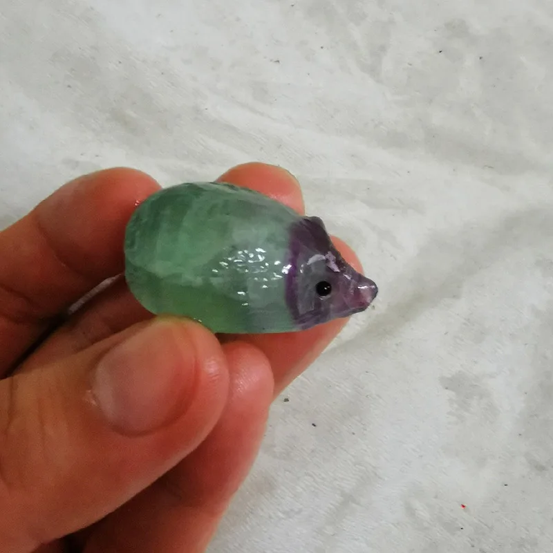 Мини флюорит Ежик камень кварц Кристалл Резные украшение для дома и офиса
