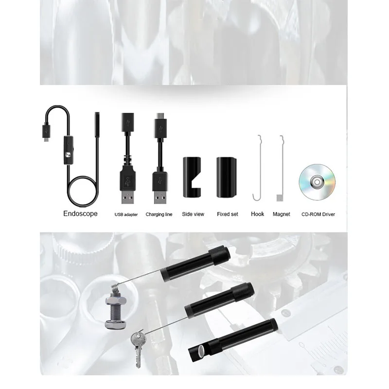 Гибкая Водонепроницаемая камера эндоскоп IP67 2 м 7 мм для ремонта авто Бороскоп