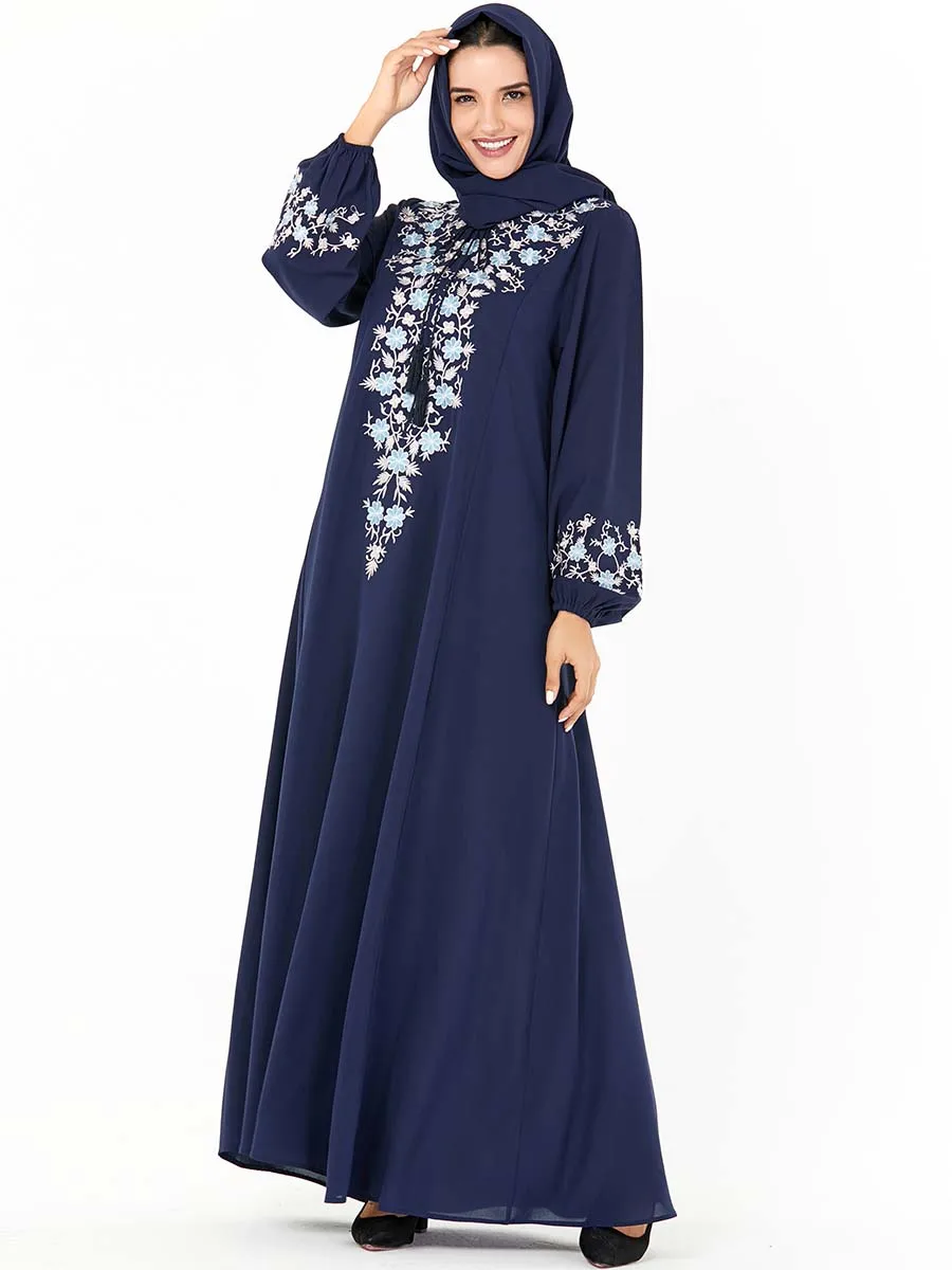BNSQ женское мусульманское платье одежда женщин мусульманских стран Jilbab вышивка, Макси-платье плюс размер Турция Кафтан марокканский индонезийский пакистанский