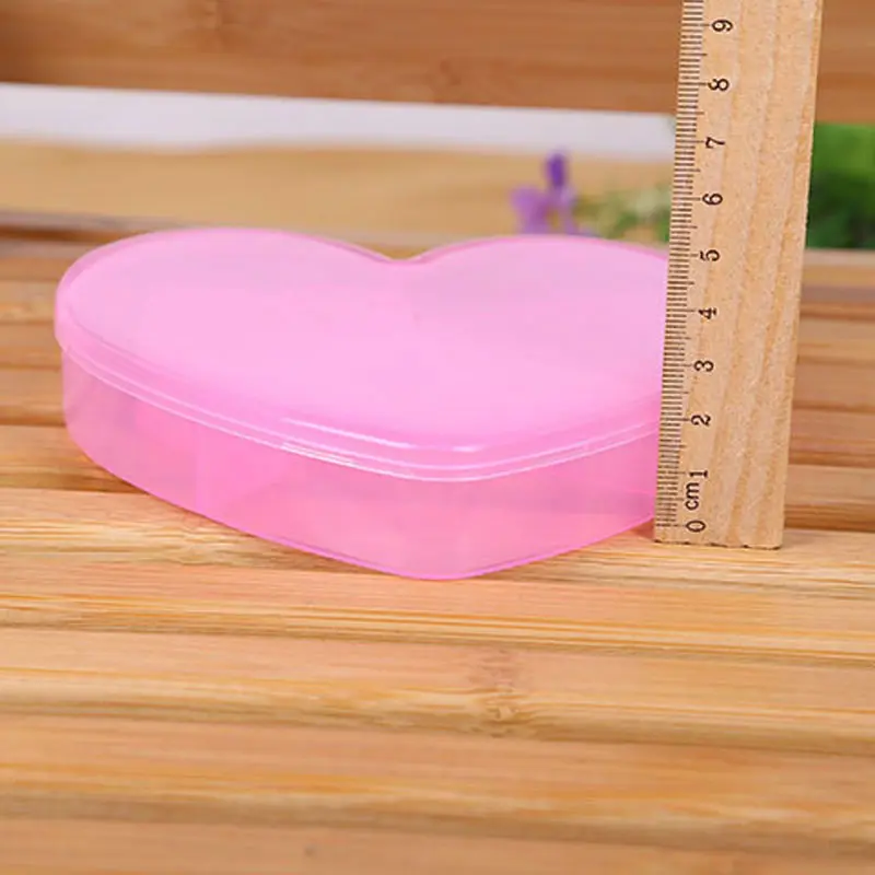 Newly 5 Grid Love Heart Compartment Plastic Storage Box Case Electronic Jewelry Bead Stuff Container CLA88 | Красота и здоровье