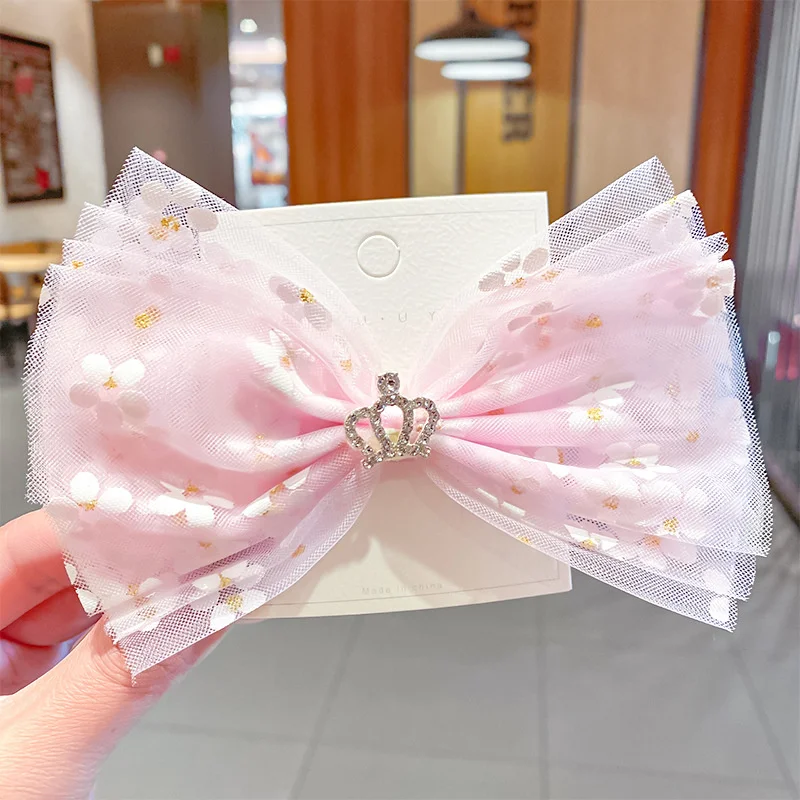 Заколка для волос с позолоченным бантом в Корейском стиле сетчатая Корона