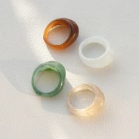 zn new fashion korean colorful transparent resin rings for women girls round finger ring party jewelry gifts