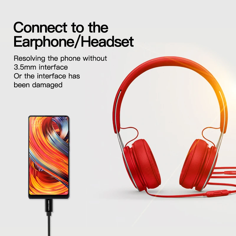 Vention Type-C to 3.5mm Jack Converter Earphone Audio Adapter Cable Type USB C 3.5 mm Headphone for Xiaomi 6 Letv 2 pro2 max | Электроника