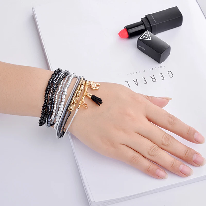 Модный брендовый черный тренди браслет и браслеты для женщин розовое золото