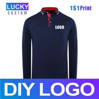 lucky2020 new breathable cheap long sleeved polo shirt personal group custom embroidery men and women long sleeved polo shirt ch