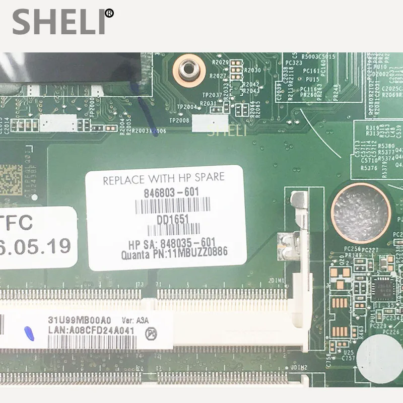 SHELI  HP Pavilion 15-F     W/ A8-7410 CPU 846803-601 DAU99VMB6A0 DDR3 Test Oke