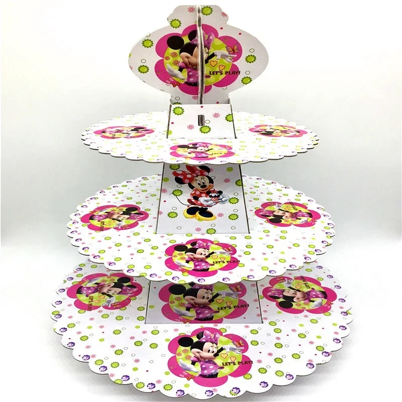 Minnie-1pcs С героями мультфильма «Маша и Медведь» вечерние поставки 3-х уровневая кексы держатель подставка для тортов на день рождения конфеты стойка-витрина для тортов Беби Шауэр детский украшения - Цвет: Minnie-1pcs