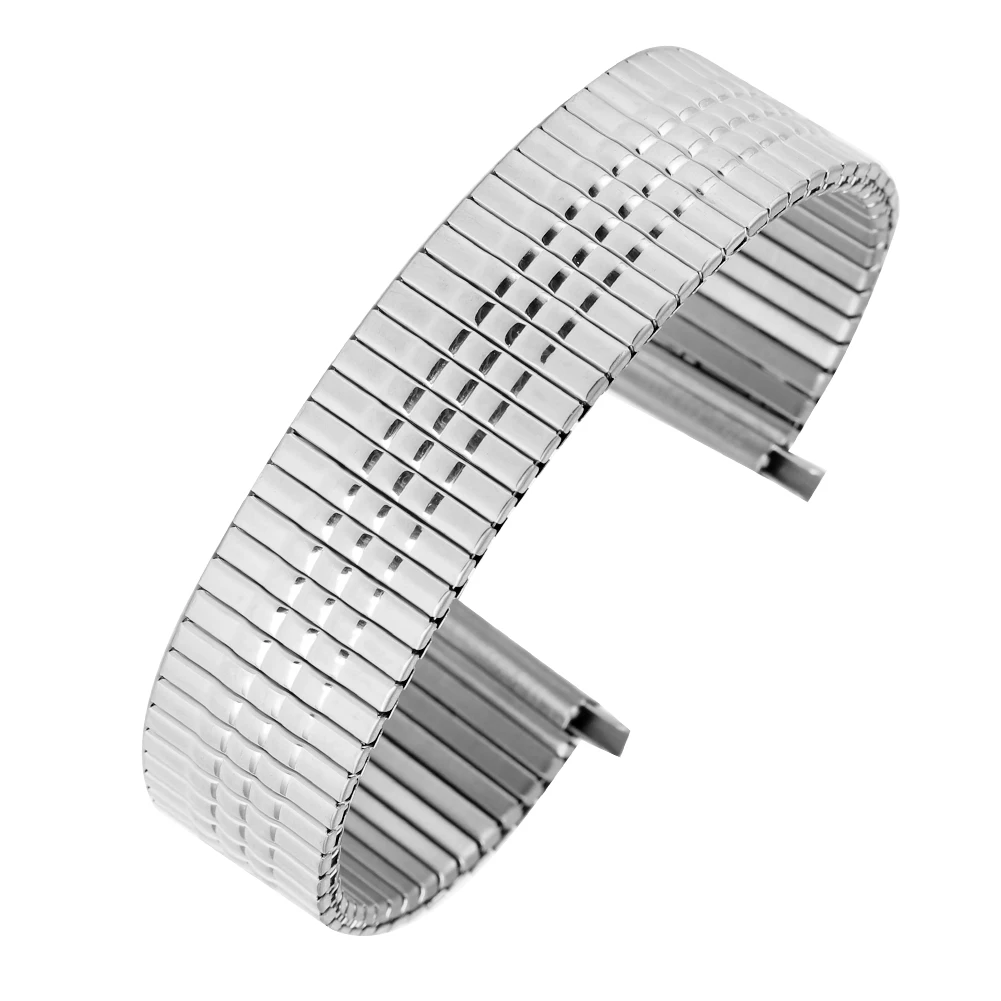Premium Elastic Silver Watch Strap 22MM Stainless Steel Watchband No Buckle Metal Replacement Wristwatch Band Replace Bracelet