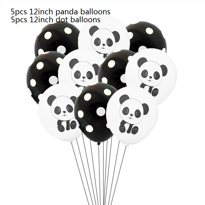 B04 10pcs balloon Тематическое украшение в виде панды для детского дня рождения, воздушный шар, соломенный мешок для конфет, одноразовая посуда для детского душа, вечерние принадлежности в виде панды - Цвет: B04 10pcs balloon