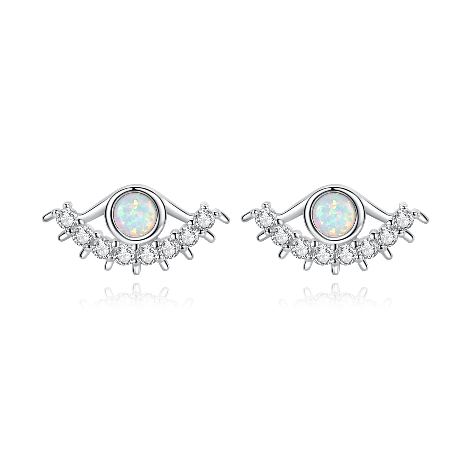 Серьги-гвоздики женские из серебра 925 пробы с опалом