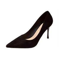 2021 new black flock pointed toe high heels women ladies shoes 41 42 43