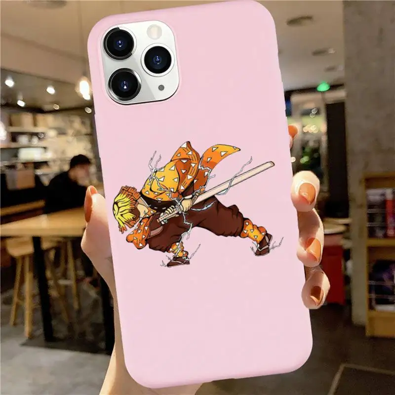 

Kurama Demon Slayer japanese anime manga Phone Case Candy Color for iPhone 6 7 8 11 12 s mini pro X XS XR MAX Plus