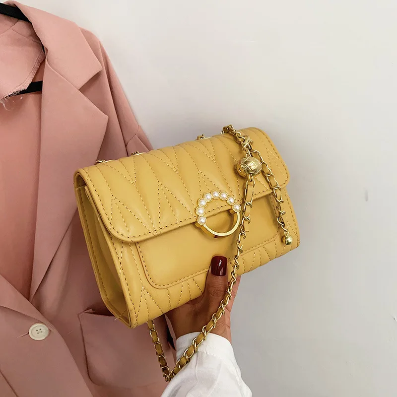 

Сумки на цепочке через плечо для женщин, вечерняя сумочка с жемчугом, складки для маленького мобильного телефона, кожаный миниатюрный мессе...