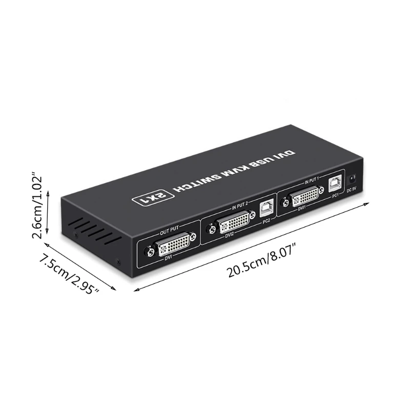 KVM переключатель USB 2 в 1 выход DVI док-станция для совместного использования
