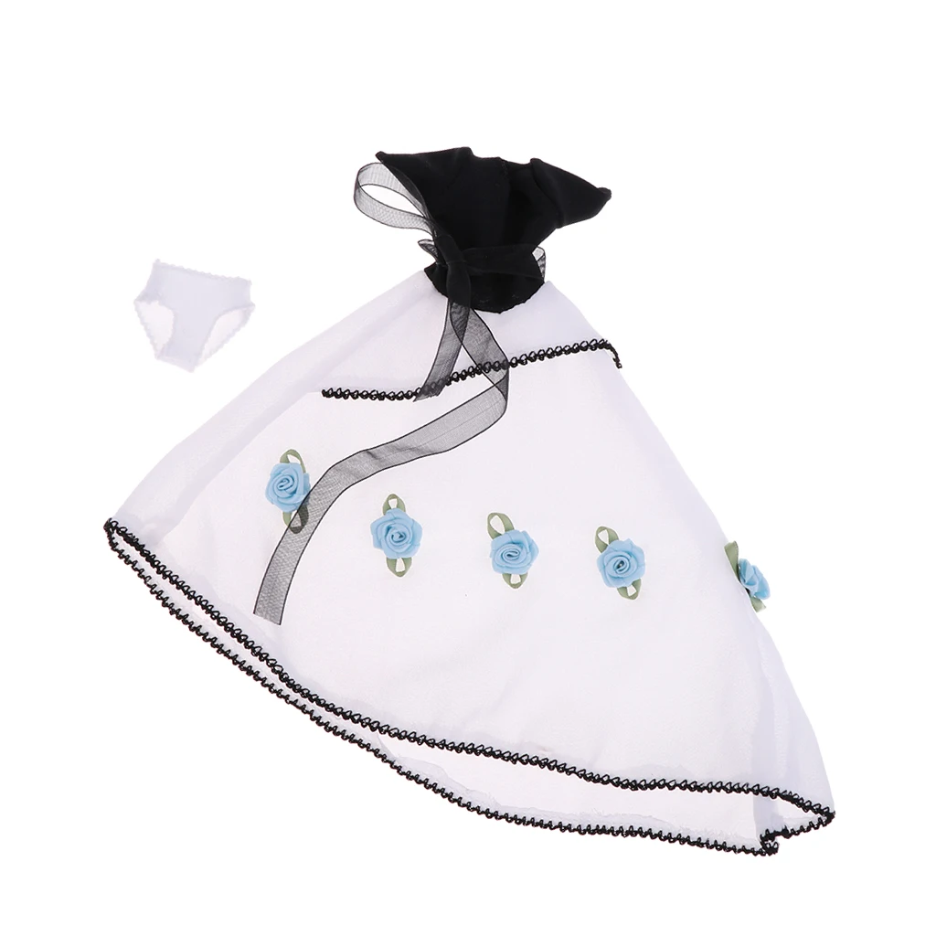 

1/6 модное асимметричное платье Gauzy черного и белого цвета для куклы Blythe Dress Up Accs