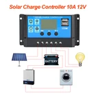 Автоматический контроллер заряда солнечной батареи POWLAND, 10 А, 12 В, 24 В, ШИМ-контроллеры, ЖК-дисплей, двойной USB, 5 В выход, регулятор солнечной панели PV