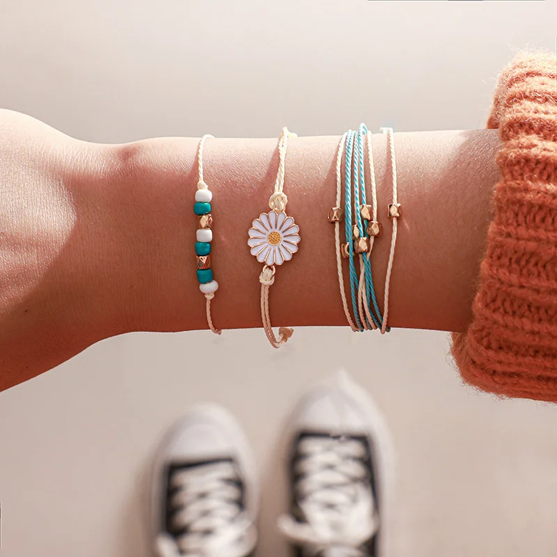 

Boho Jewelry Braided Bracelets Handmade Weave Trendy New Women Fashion Macrame Vintage Cuff Gift