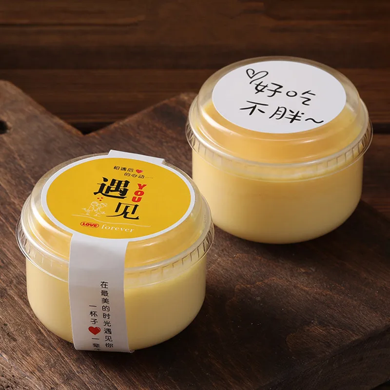 

50pcs Net red round yogurt pudding jelly dessert cup 130ml baking mold cake cup diy household thick plastic pastry cup with lid